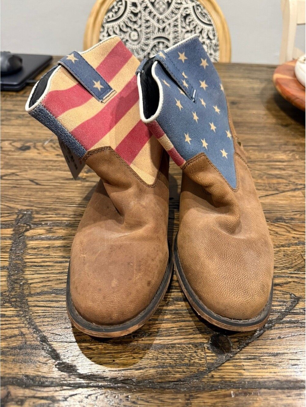 Santa Fe Boot Co. Men's Western Boots Size 9M with American Flag Design